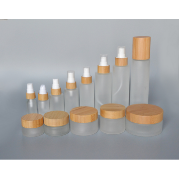 100g leerer bambus kosmetik deckel mattglas gläser / kosmetische lotionsflaschen / kosmetische flaschen und gläser